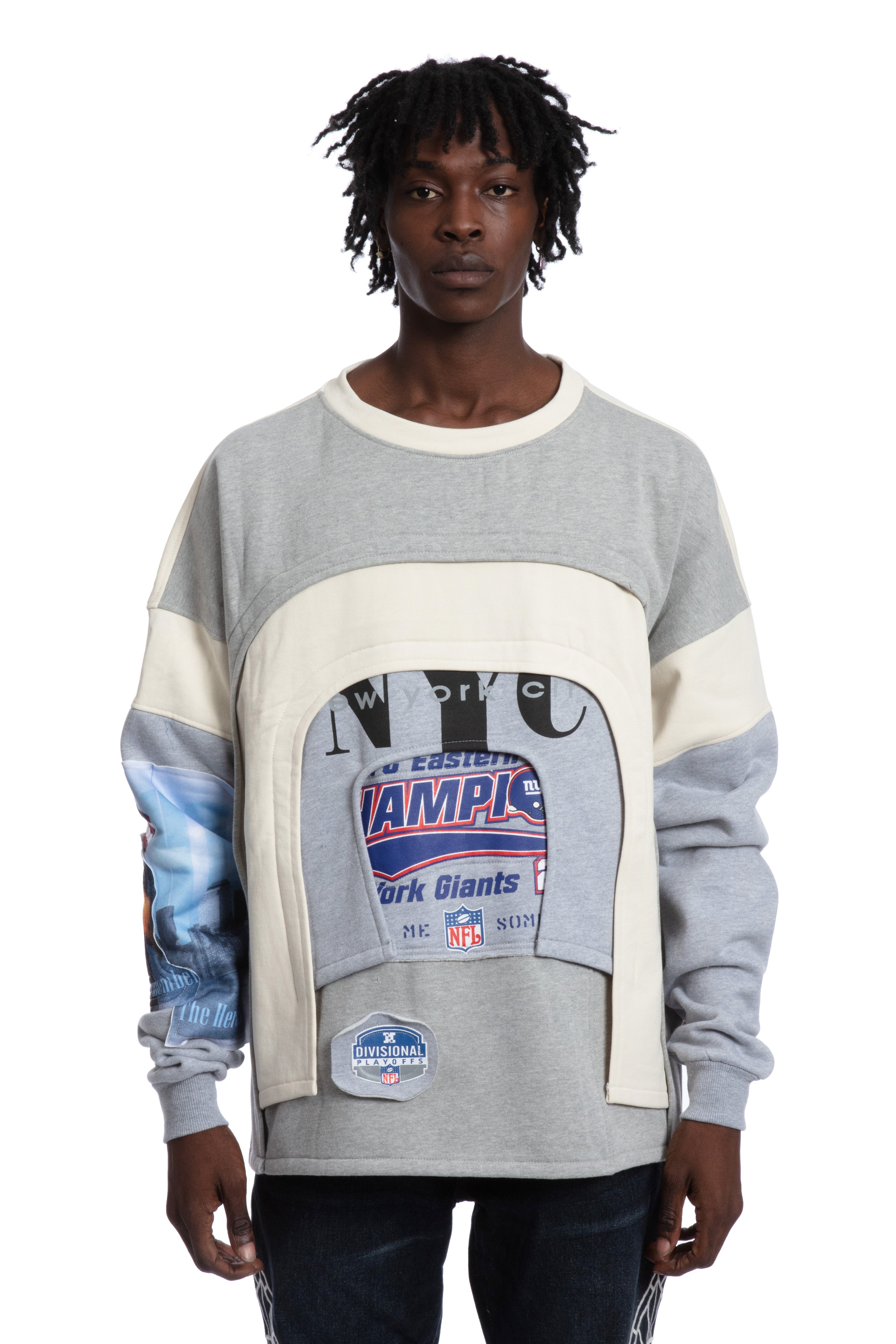ARCHED COLLAGE CREWNECK SWEATER
